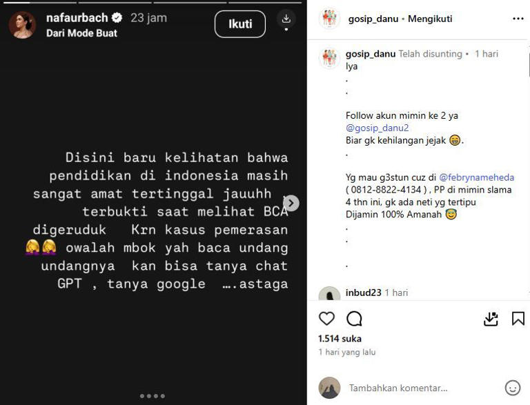 Nafa Urbach bereaksi soal sikap Nikita Mirzani [instagram]